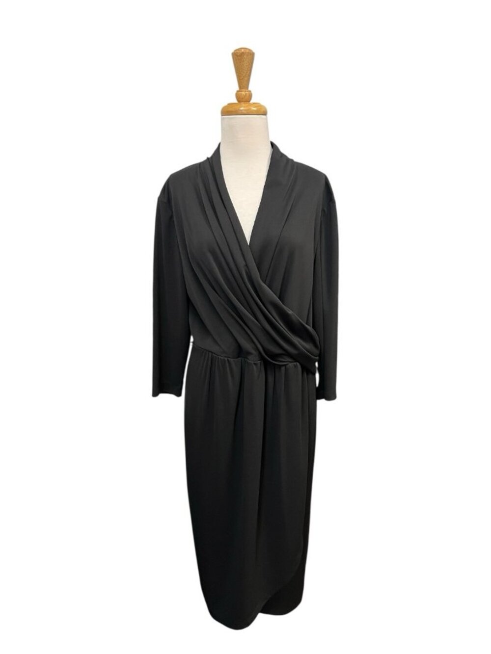 Donna Karan New York Black Surplice V Neck Shift Dress Size 14